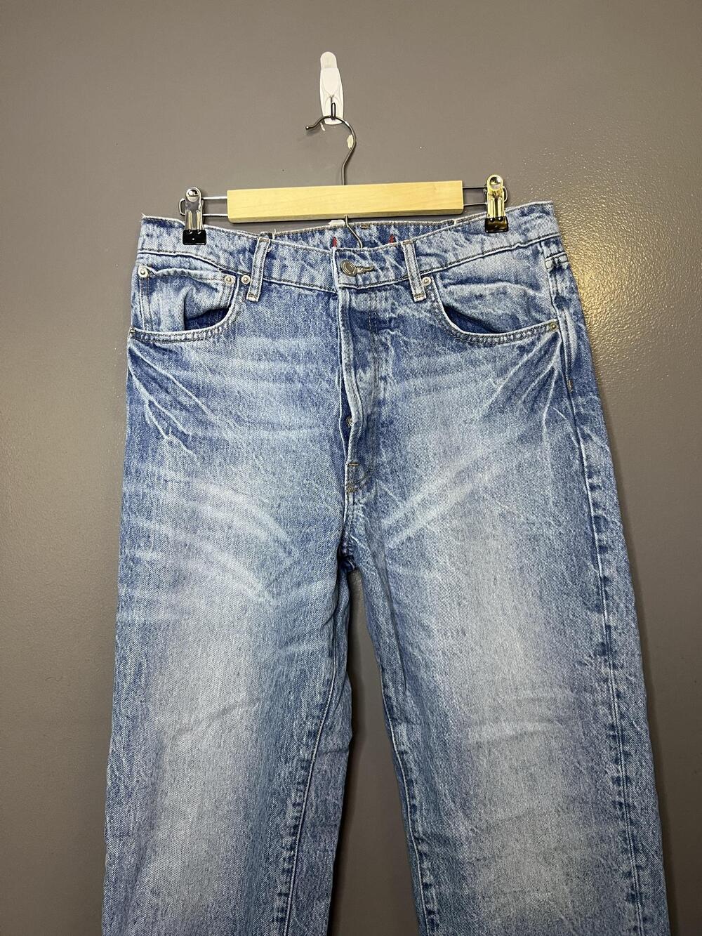 Zara Jeans Womens 6 Blue Acid Wash High Rise Relaxed Straight Button Fly Denim